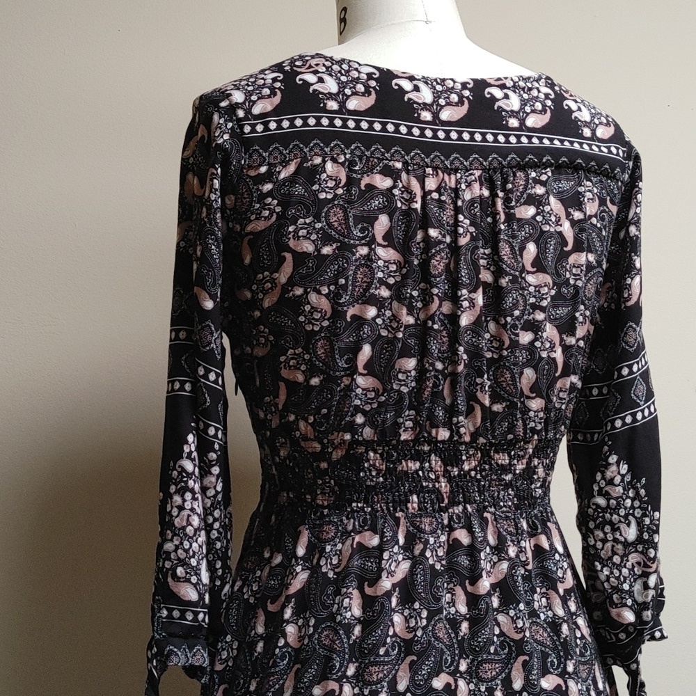 Caroline Morgan Australia Maxi Dress V-Neck Empire Waist Ruffled Hem Black Small - Picture 11 of 14
